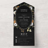Dark & Moody Floral Romantic Boho Floral Wedding All In One Einladung (Innen Boden)