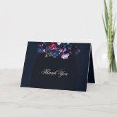 Dark Moody Floral Romantic Mauve Black Wedding Dankeskarte (Vorderseite)