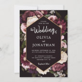 Dark Moody Floral Romantic Wedding Einladung (Vorderseite)