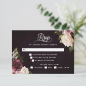 Dark Moody Floral Romantic Wedding Meetings Option RSVP Karte (Stehend Vorderseite)