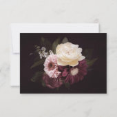 Dark Moody Floral Romantic Wedding Meetings Option RSVP Karte (Rückseite)