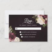 Dark Moody Floral Romantic Wedding RSVP Karte (Vorderseite)