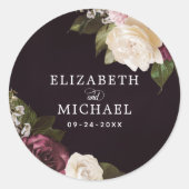 Dark Moody Floral Romantic Wedding Runder Aufkleber (Vorderseite)