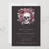 Dark Moody Floral Skull Gothic-Brautparty Einladung (Vorderseite)