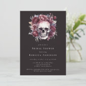 Dark Moody Floral Skull Gothic-Brautparty Einladung (Stehend Vorderseite)