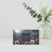 Dark Moody Floral Starry Night Full Moon Visitenkarte (Stehend Vorderseite)