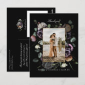 Dark Moody Floral Wedding Danke Foto Postkarte (Vorne/Hinten)