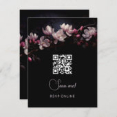 Dark Moody Floral Wedding | Scan Me RSVP Karte (Vorne/Hinten)