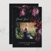 Dark Moody Floral Wedding Thank You Dankeskarte (Vorne/Hinten)
