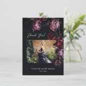 Dark Moody Floral Wedding Thank You Dankeskarte (Stehend Vorderseite)