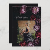 Dark Moody Floral Wedding Thank You Dankeskarte (Vorne/Hinten)