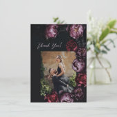 Dark Moody Floral Wedding Thank You Dankeskarte (Stehend Vorderseite)