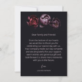 Dark Moody Floral Wedding Thank You Dankeskarte (Rückseite)