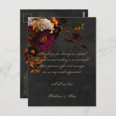Dark Moody Floral Wedding Vielen Dank Karten Postc (Vorne/Hinten)