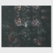 Dark Moody Floral Wrapping Paper Geschenkpapier (Flach)