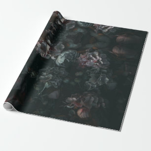 Dark Moody Floral Wrapping Paper Geschenkpapier