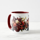 Dark Moody Florals Burgundy Maroon Coral White Tasse (Vorderseite Links)