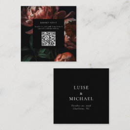 Dark Moody Florals Wedding RSVP QR Code Begleitkarte