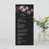 Dark Moody Flowers Magnolia Wedding Menükarte (Stehend Vorderseite)