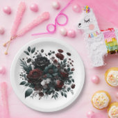 Dark Moody Forest Blume Elegante Blumenhochzeit Pappteller (Party)