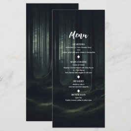 Dark Moody Forest Trees auf Twilight Wedding Menu Menükarte