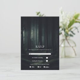 Dark Moody Forest Trees bei Twilight Wedding RSVP Einladung