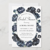 Dark Moody Gothic Blue Floral Brautparty Einladung (Vorderseite)