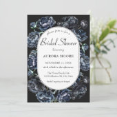 Dark Moody Gothic Blue Floral Brautparty Einladung (Stehend Vorderseite)