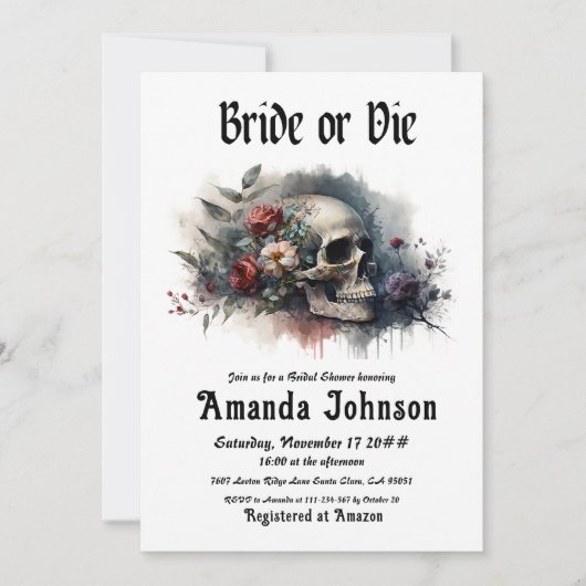 Dark Moody Gothic Bridge oder Die Brautparty Einladung (Vorderseite)