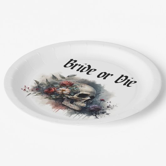 Dark Moody Gothic Bridge oder Die Brautparty Pappteller (Schrägansicht)