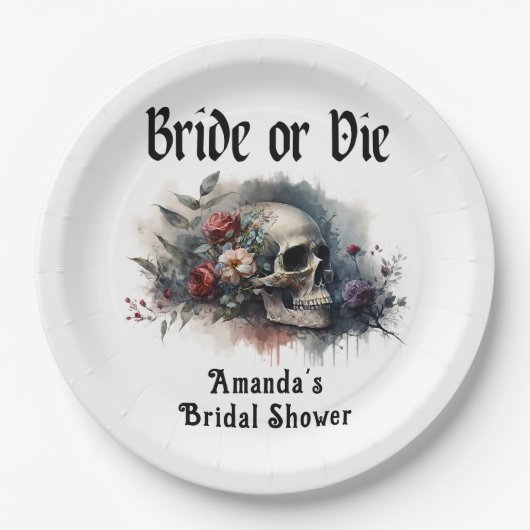 Dark Moody Gothic Bridge oder Die Brautparty Pappteller (Vorderseite)