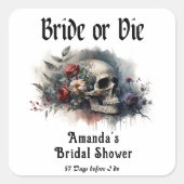 Dark Moody Gothic Bridge oder Die Brautparty Quadratischer Aufkleber (Vorderseite)