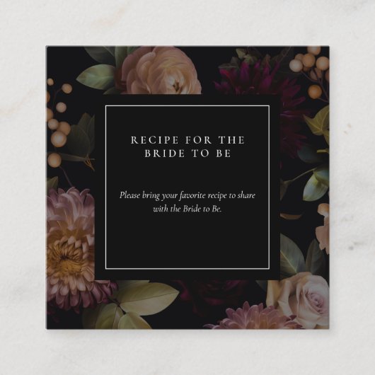 Dark Moody Gothic Floral Brautparty QR Code Begleitkarte (Vorderseite)