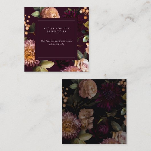 Dark Moody Gothic Floral Brautparty QR Code Begleitkarte (Vorne/Hinten)