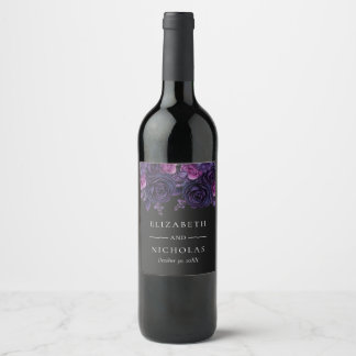Dark Moody Gothic Floral Halloween Hochzeit Weinetikett