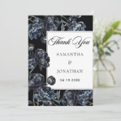 Dark Moody Gothic Floral Wedding Danke Karte (Stehend Vorderseite)
