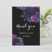 Dark Moody Gothic Florals Hochzeit Dankeschön Kart Dankeskarte (Stehend Vorderseite)