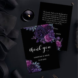 Dark Moody Gothic Florals Hochzeit Dankeschön Kart Dankeskarte