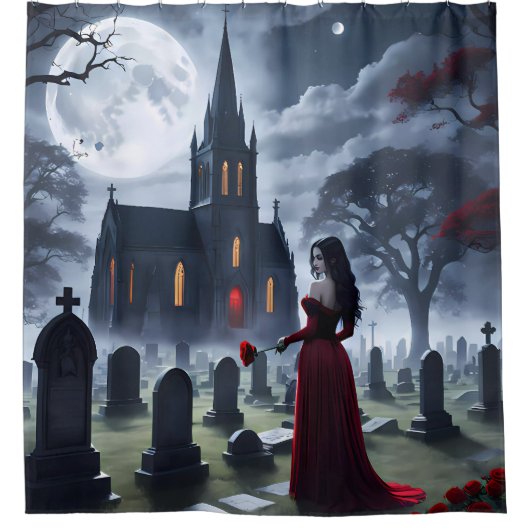 Dark Moody Gothic - Haunting Badezimmer Décor Duschvorhang (Vorderseite)