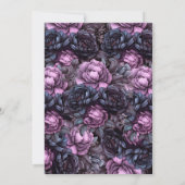Dark Moody Gothic Lila Blume Brautparty Einladung (Rückseite)