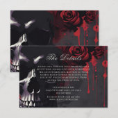 Dark Moody Gothic Red Rose Black Wedding Enclosure Begleitkarte (Vorne/Hinten)