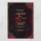 Dark Moody Gothic Red Roses Elegant Bridal Shower Einladung (Vorderseite)