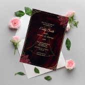 Dark Moody Gothic Red Roses Elegant Bridal Shower Einladung
