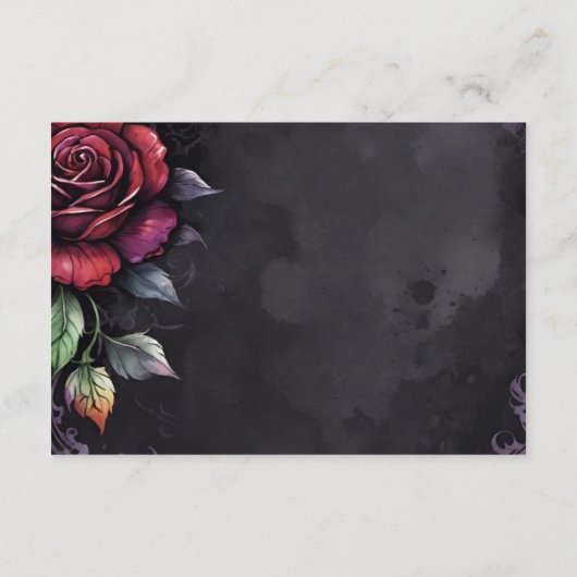Dark Moody Gothic Rote Rose Black Wedding Begleitkarte (Rückseite)