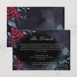 Dark Moody Gothic Rote Rose Lila Hochzeit Begleitkarte