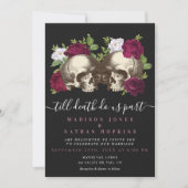 Dark Moody Gothic Skull Floral Wedding Einladung (Vorderseite)