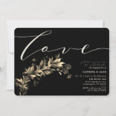 Dark Moody Greenery Beige Black Engagement Party Einladung (Vorderseite)