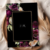 Dark Moody Lila Bloom Floral Black Wedding Einladung