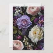 Dark Moody Lila Floral Wedding Einladung (Rückseite)