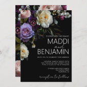 Dark Moody Lila Floral Wedding Einladung (Vorne/Hinten)